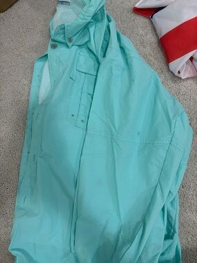 Columbia Mint Green Lightweight Button-Up Shirt Jacket